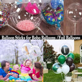 32 Sets Large Balloon Sticks with Cups, 15In Clear Bobo Holders for Party Decorations