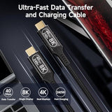 Long Usb C To Usb C Cable 10Ft/3 M Compatible With Thunderbolt 4/3,Usb4 Cable 40Gbps Data,Type C 240W Fast Charging,8K/4K Hd Video For Monitor,Usbc Male To Male Apply To Laptop,Hub,Tablet,Smartphone.