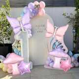 Butterfly Mushroom Balloons Decorations-Fairy Party Decorations, 8Pcs Pink Purple Mushroom Butterfly Star Foil Balloons For Girls Baby Shower Spring Fairy Birthday Party Decorations