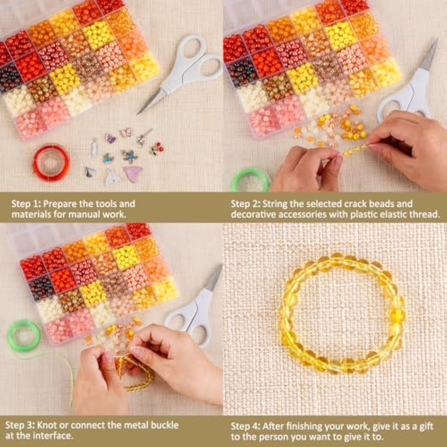 7200PCS 6mm Glass Beads Kit, 144 Colors for Jewelry & Bracelet Making