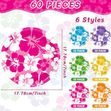 60Pcs Hibiscus Party Paper Plates For Summer Hibiscus Party Decorations 7In Hawaiian Dessert Plates Disposable Tableware Dinnerware Set For Summer Beach Birthday Party Decoration Pool Party Supplies