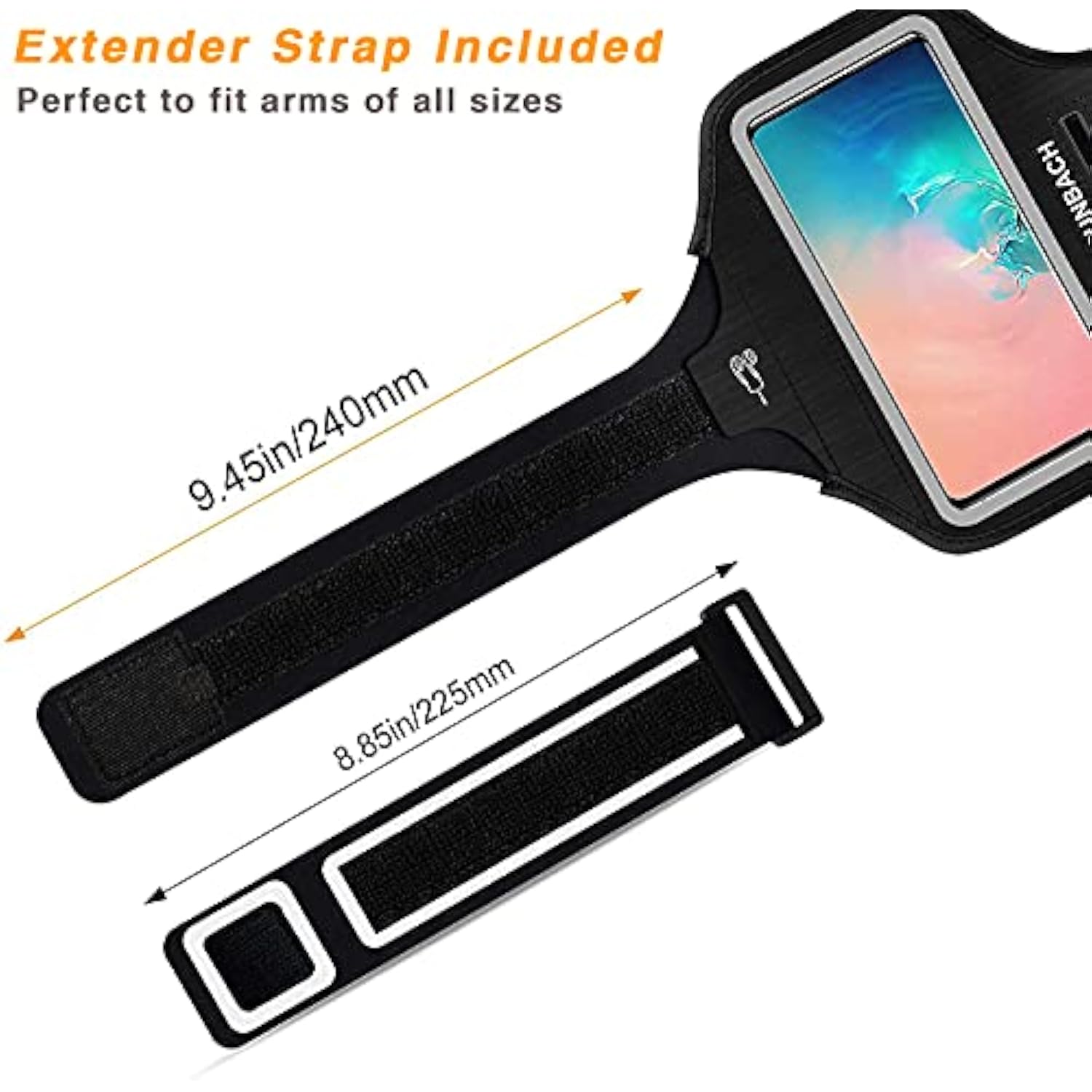 Armband For Samsung Galaxy S25/S24/S23/S22/S21/S20/S10/S9/S8 Up To 6.2",Water Resistant Running Exercise Gym Bag With Card Slot And Key Holder (Black)