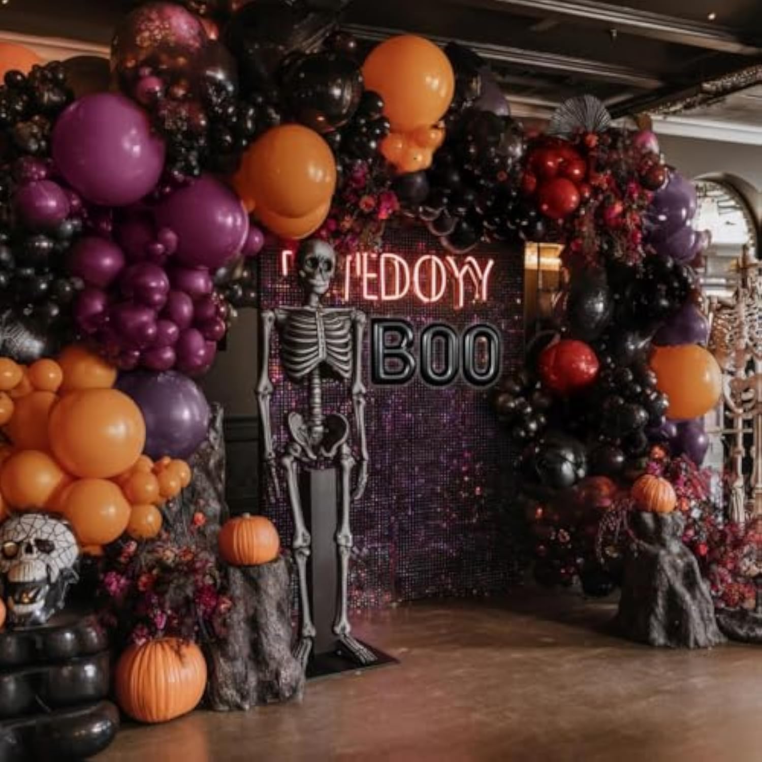 Halloween Balloon Arch: Orange, Black, Purple, Burgundy