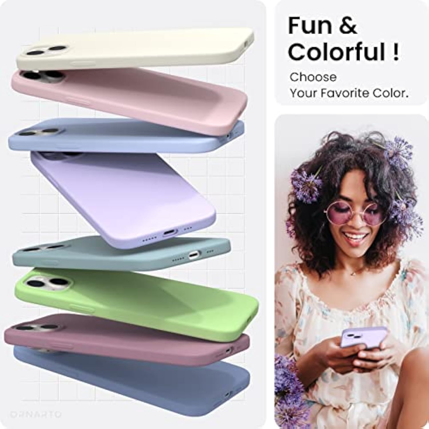 Compatible With Iphone 14 Case 6.1, Slim Liquid Silicone 3 Layers Full Phone Covered Soft Gel Rubber Case Protective Phone Cover 6.1 Inch-Pastel Lilac