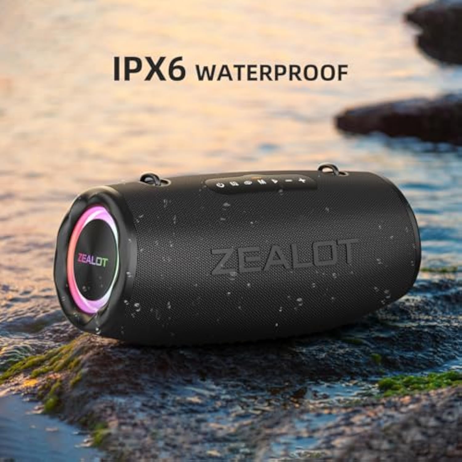 80W Portable Bluetooth Speaker, Stereo Sound With Deep Bass,Ipx6 Waterproof, Led Light,Bluetooth 5.2, Indoor/Outdoor Speaker For Party, Gathering, Pool, Camping,Travel (Black)