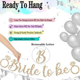 Pre-Strung Bride To Be Banner,Gold Glitter Banner Sign With 2Pcs Heart Streamers Garland For Bachelorette Party Decorations, Bridal Shower Wedding Engagement Hen Party Decorations Supplies