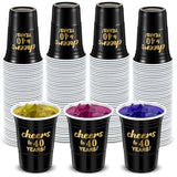50 Pcs Cheers To 40 Years 16 Oz Birthday Party Disposable Cups Black Gold Plastic Tumbler Cups For 40Th Birthday Squad Tumblers For Wedding Anniversary Supplies Decorations