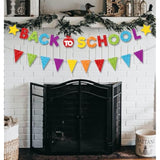 Glitter Back To School Banner And Pennant Banner Colorful Glittery First Day Of School Garland Welcome Back Party Fireplace Mantle Decorations Home Classroom Office Photo Booth Props