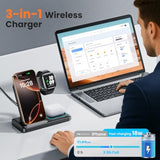 3 In 1 Foldable Wireless Charging Station For Mag-Safe Charger For Iphone 16/15/14/13/12,For Apple Watch Series & Airpods - Wireless Charger Stand With N52 Strong Magnetic & Safety Protections