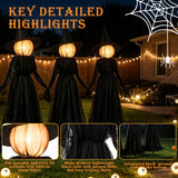 Halloween Witches Decorations Outdoor, 5 FT Set of 3 Light Up Holding Hands Witches with Stakes and Timer Function, Glowing Face Witch Decorations for Yard Garden Lawn Haunted House