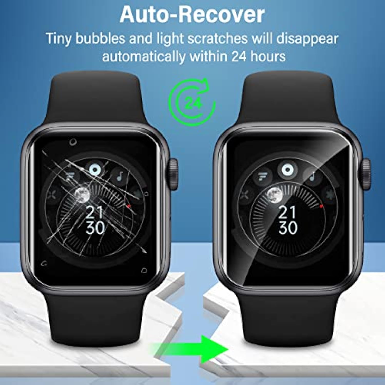 6-Pack Clear TPU Screen Protector for Apple Watch SE 4-6 40mm Bubble Free