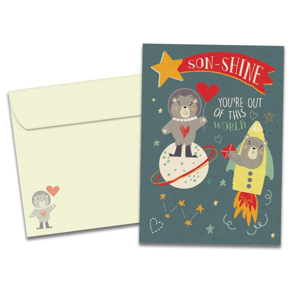 Tree-Free Greetings - Valentine's Day Greeting Cards - Artful Designs - 2 Cards + Matching Envelopes - Made in USA - 100% Recycled Paper - 5 x 7 - Beary Much World (GT64373)