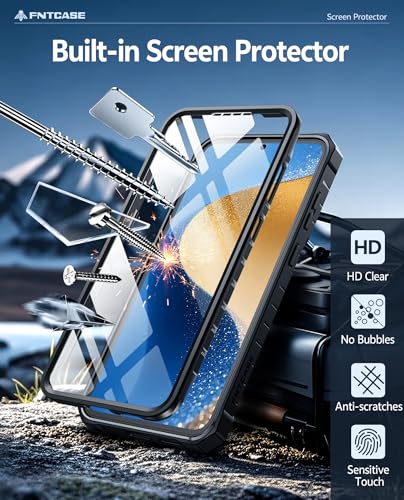 for  Galaxy S25-FE Case: Military Grade Rugged Cell Phone Cover with Kickstand & Belt-Clip Holster
