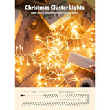 Christmas Tree Lights Outdoor - 200 Led 10 Ft Firecrackers String, 12 Modes Timer Waterproof Connectable Plug-In Twinkle Fairy Lights For Xmas Tree Garland Party