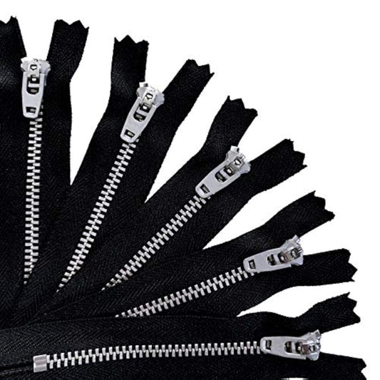 Metal Jeans Zipper #5 | Silver Colored Metal Teeth | 5 Pcs/Pack (5 Inc