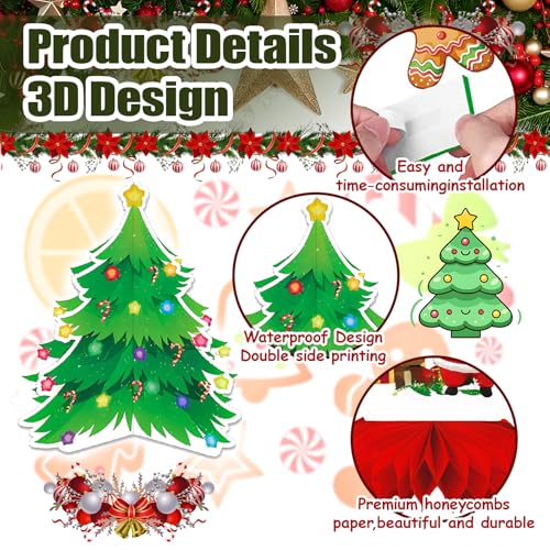 OIYUAMN 9 PCS Christmas Party Decorations Honeycomb Centerpieces