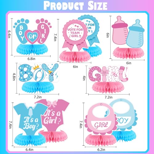 10Pcs Baby Gender Reveal Table Honeycomb Centerpieces, Boy or Girl Baby Shower Party Newborn Party Supplies He or She Pink and Blue Baby Gender Reveal Party Decorations