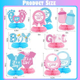10Pcs Baby Gender Reveal Table Honeycomb Centerpieces, Boy or Girl Baby Shower Party Newborn Party Supplies He or She Pink and Blue Baby Gender Reveal Party Decorations