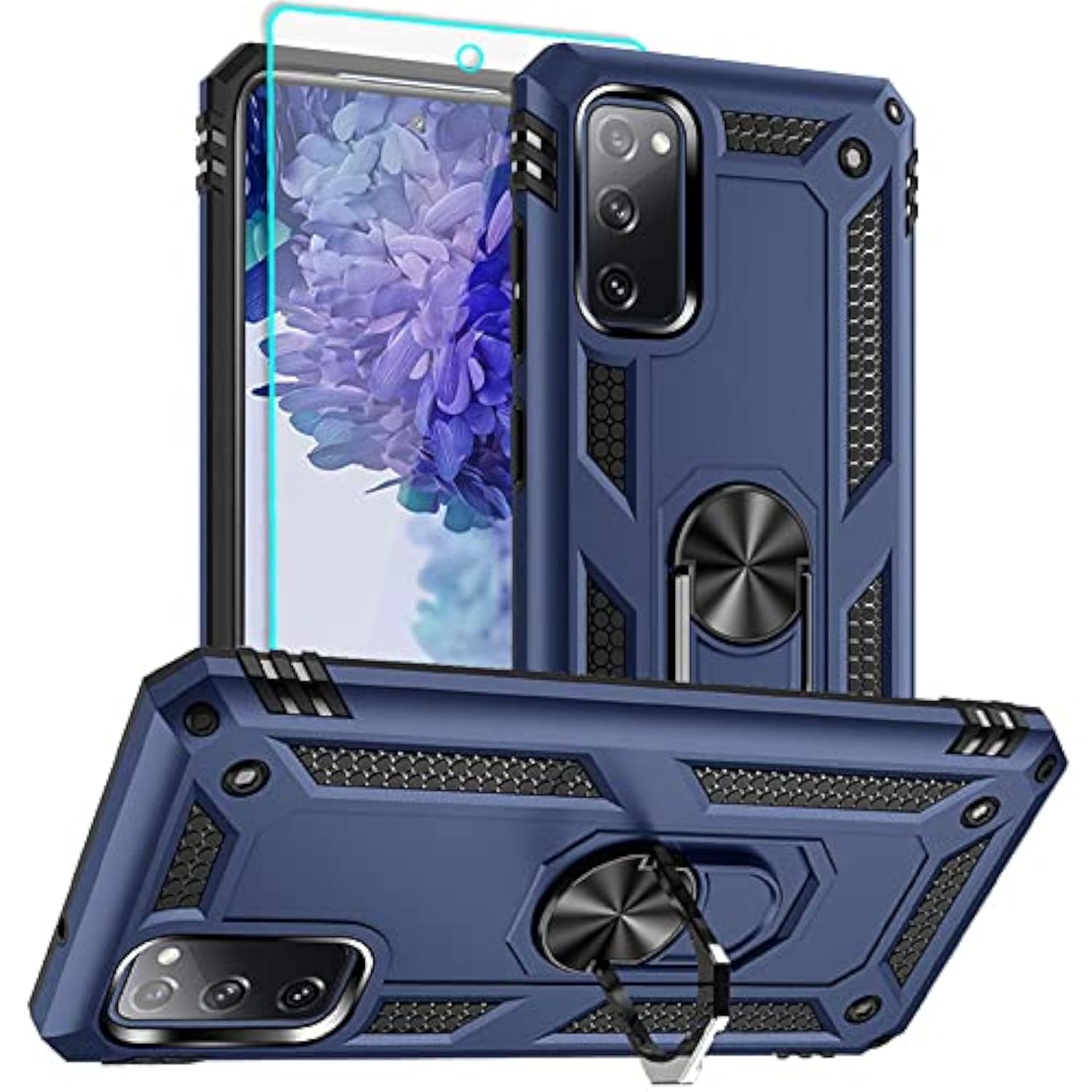 Galaxy S20 FE Case with Screen Protector and Ring Shockproof Blue