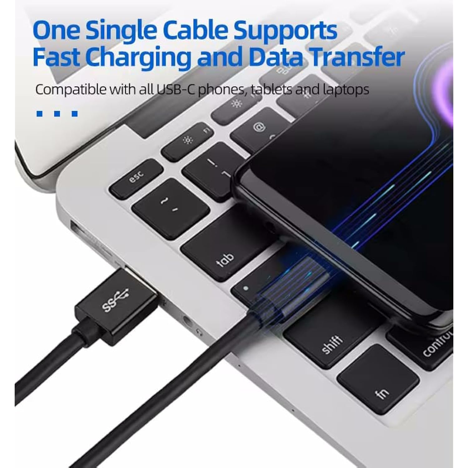 High-Speed 10Gbps Usb-C To Usb-A Data Transfer Charge Cable For Samsung T7 T9, Sandisk, Crucial X9 X6, Western Digital, Ssd Drives, Pc, Laptop, Iphone 15 16, Lg, Samsung, Pixel, Motorola, Gopro