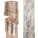Rose Gold Wired Ribbon 2.5 Inch Rose Pink Shimmery Glitter Metallic Ri