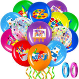 50 Pcs Art Party Balloons Multicolor Artist Foil Confetti Latex Balloons 12 Inch