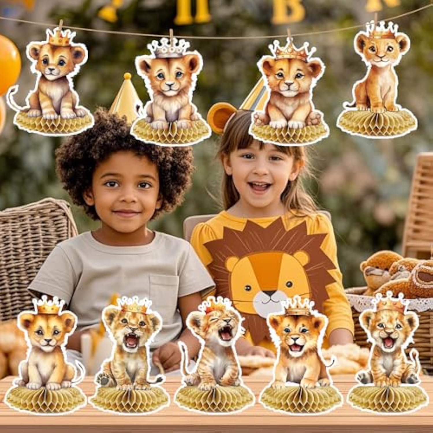 9 Pcs Lion Honeycomb Centerpieces Lion Animals Table Decorations Lion Birthday Party Decorations Lion Baby Shower Decorations For Boy Girls Birthday Party