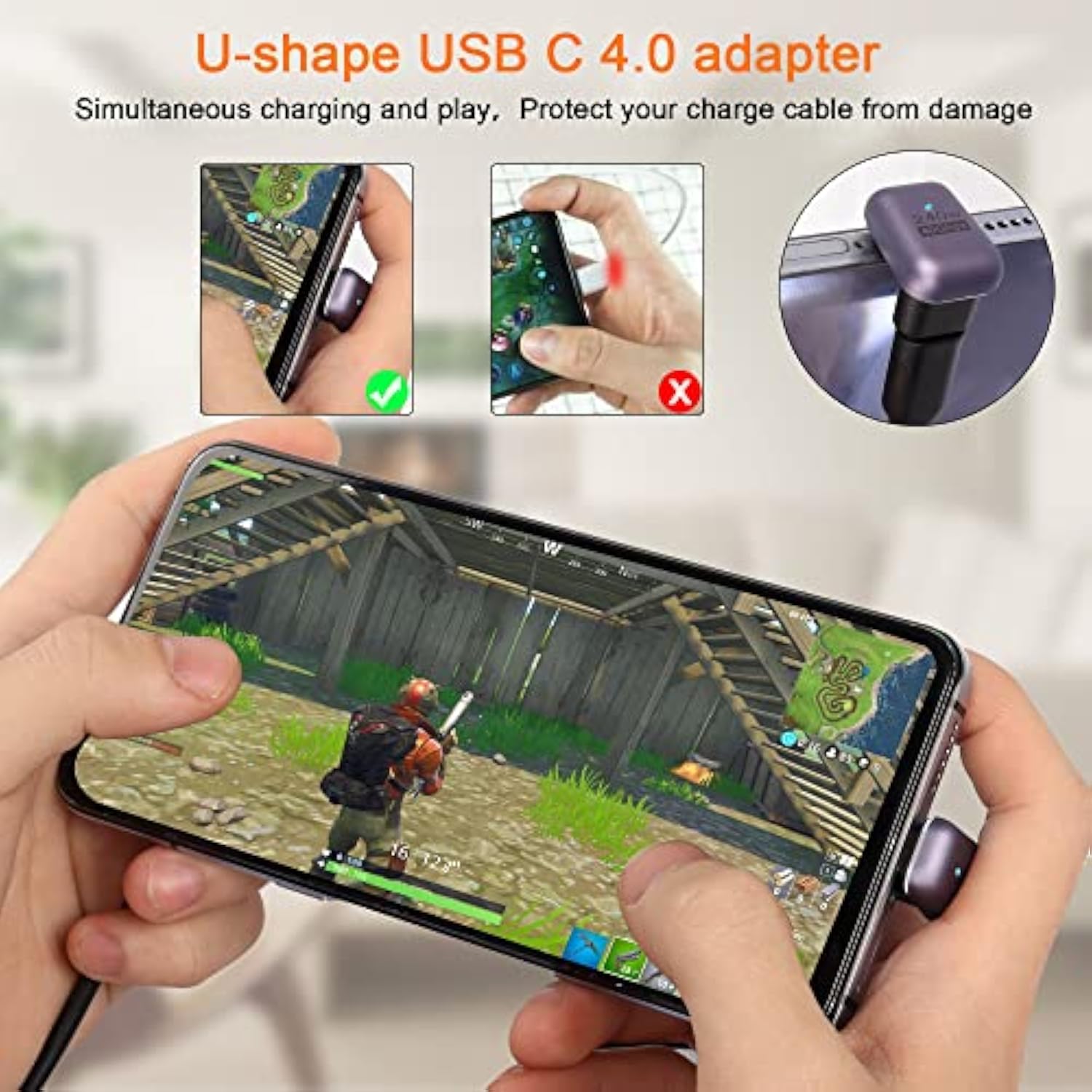 240W 40Gbps Usb C U Shaped Adapter Usb4.0 Type C Male To Female 180 Degree Ang