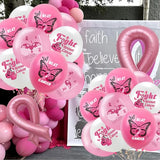 Breast Cancer Awareness Set, 18Pcs Fight Awareness Cheer Balloons, 2Pcs Big Pink Ribbon Foil Balloon, Hospital Nurse Day Party Decoration Accessories Campaign Support