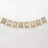 8 Pcs/Set MR and MRS Burlap Banner, Wedding Hanging Banner for Wedding Photo Props, Table or Backdrop Decorations