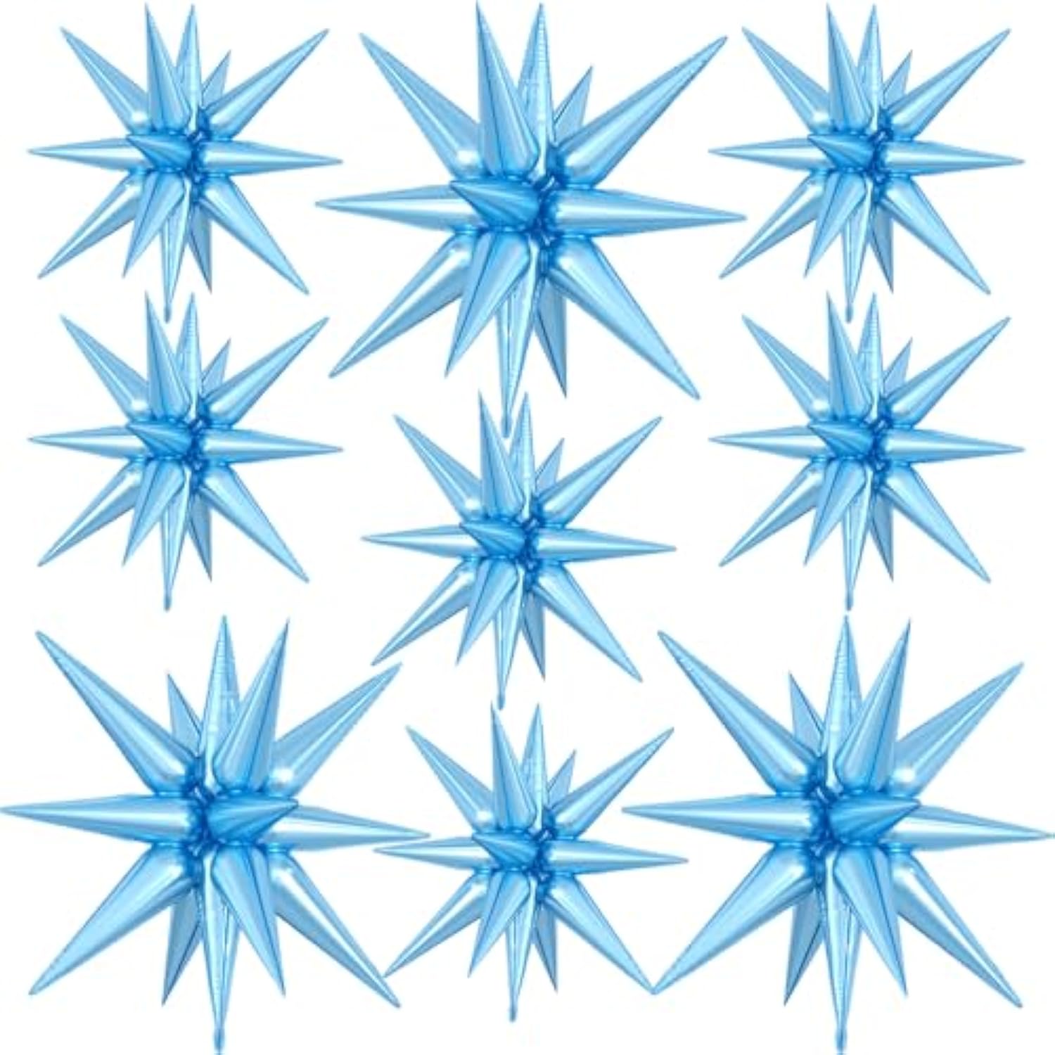 9pcs Light Blue Star Foil Balloons 27/22in for Birthday Wedding & Party Decor
