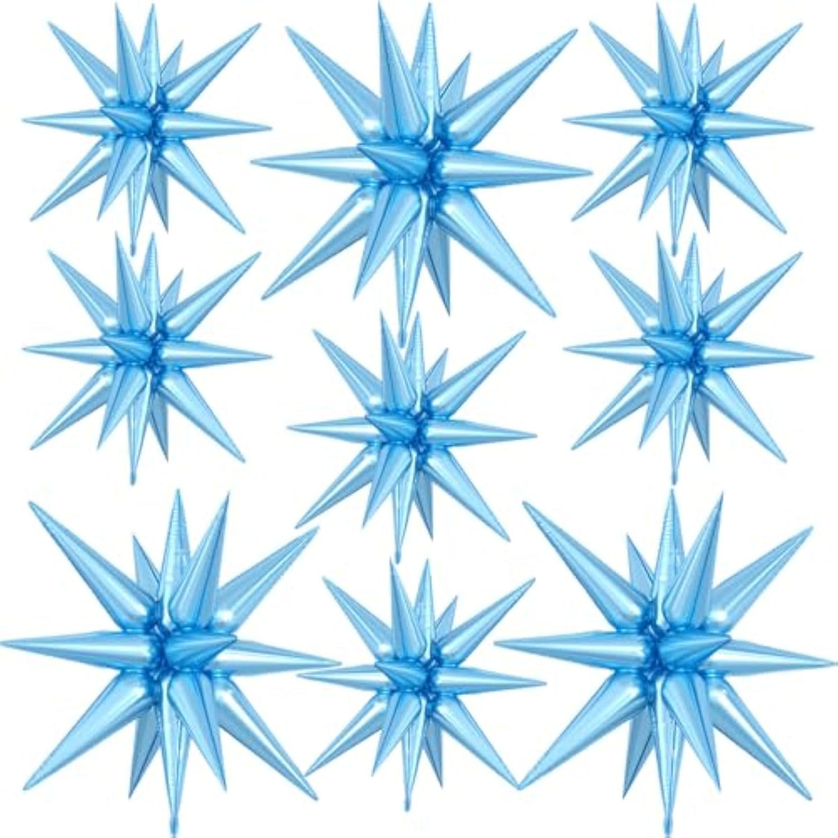 9pcs Light Blue Star Foil Balloons 27/22in for Birthday Wedding & Party Decor