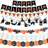 Halloween Party Decorations Set Trick or Treat Banner Bat Ghost Pumpkin Garland