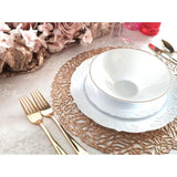 Occasions 10 Pieces Pack Pressed Vinyl Metallic Placemats/Wedding Accent Centerpiece Placemat (Spring, Rose Gold)
