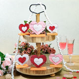 6 Pcs Valentine'S Day Decor Wooden Heart Shaped Table Signs Farmhouse Wood Heart Table Decorations Sign Standing Wooden Tiered Tray Decoration For Valentine Day Ornaments(Classic)