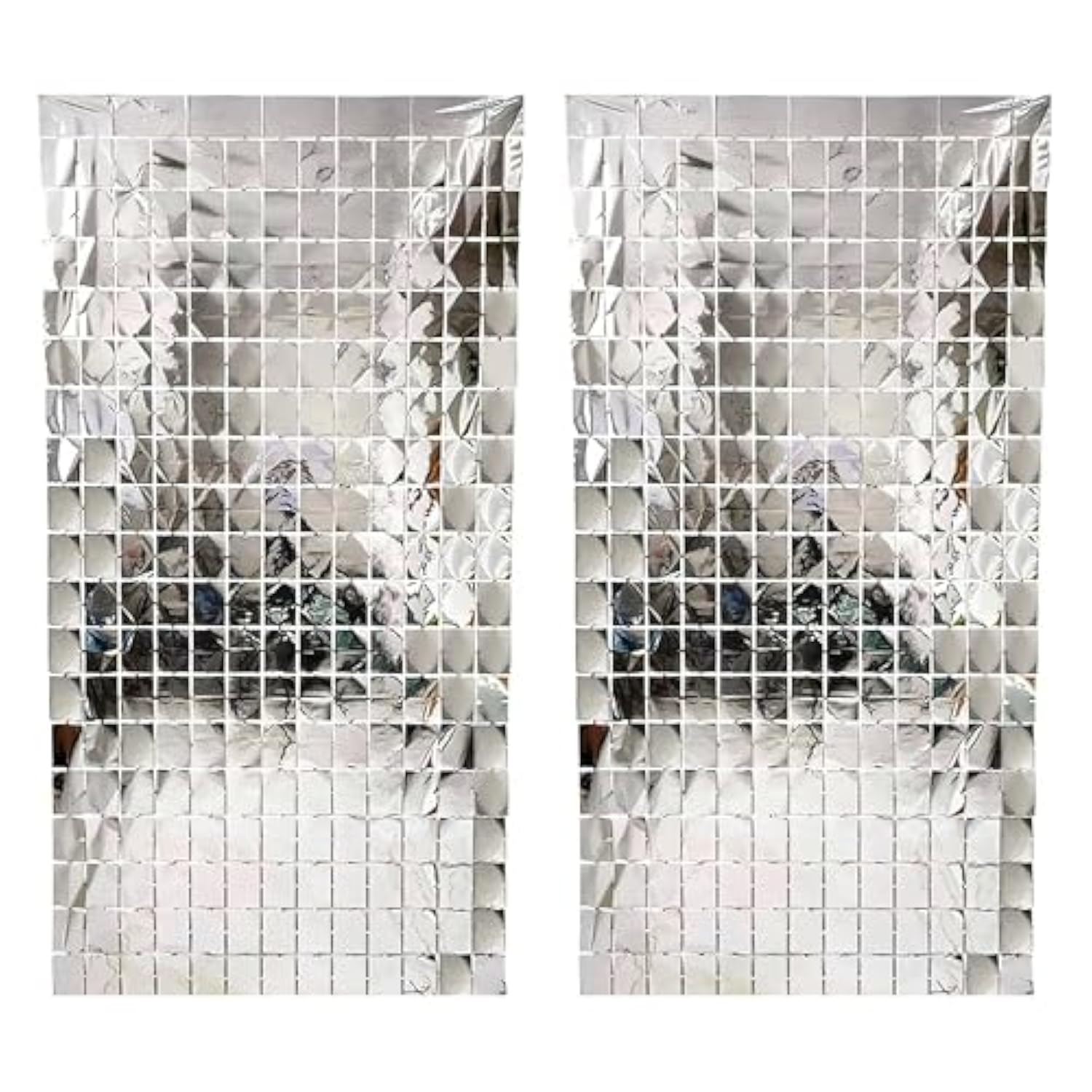 Large Silver Fringe Backdrop Pack 2 for Parties Christmas New Year Events
