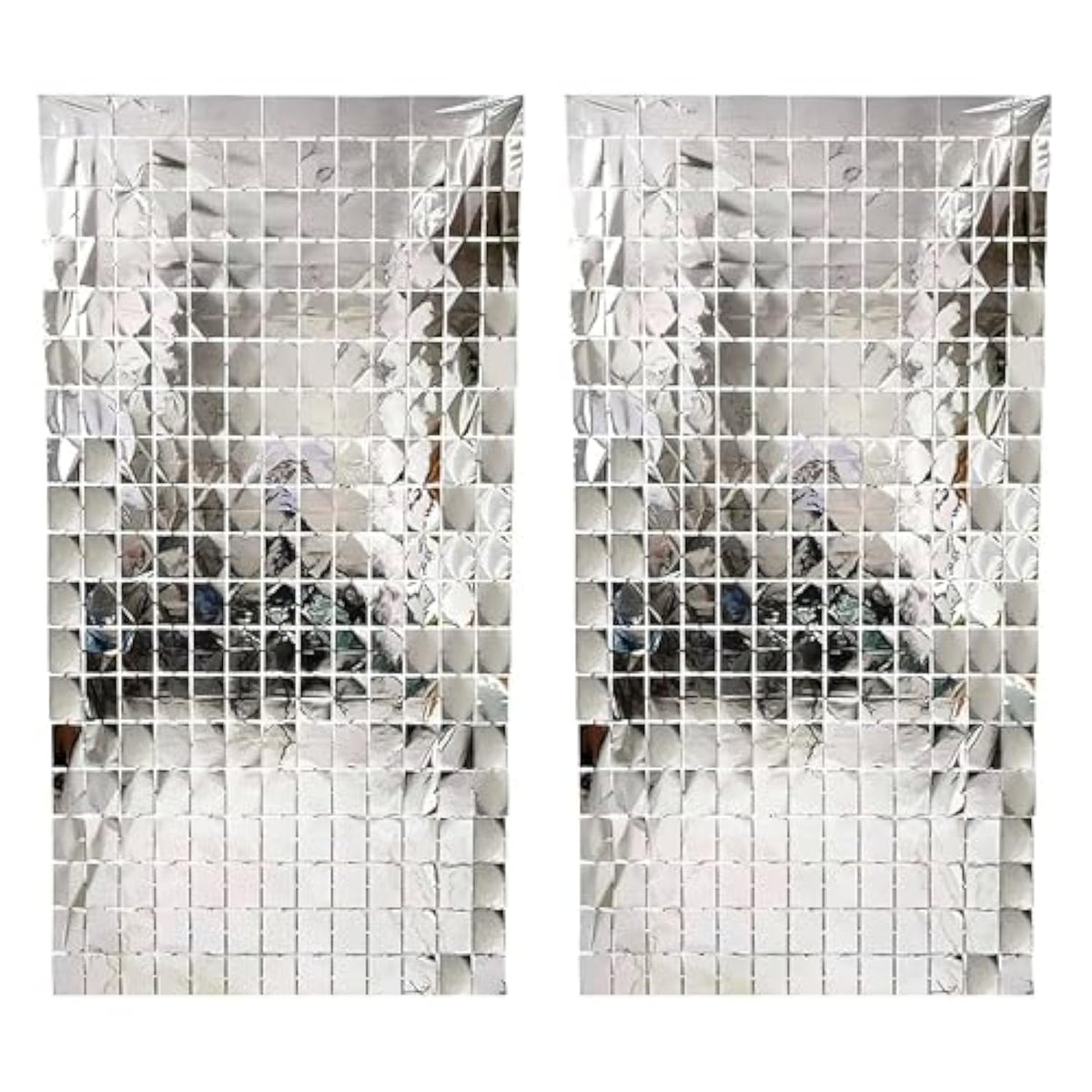 Large Silver Fringe Backdrop Pack 2 for Parties Christmas New Year Events