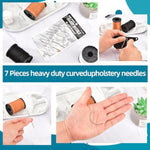 Extra Strong Upholstery Repair Sewing Thread Kit And Heavy Duty Household Hand Needles, Including 7 Styles Of Leather Canvas Sewing Needles And 3 Rolls Nylon Thread (70 Yard Per Roll), 3 Colors