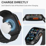 2 In 1 Metal Case Compatible With Apple Watch Ultra 3/2/1 49Mm, Rugged Shockproof Metal Bumper Case With Back Cover For Iwatch 49Mm (Black)