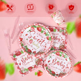 350 Strawberry Baby Shower Decorations For 50 Guests A Berry Sweet Baby Is On The Way Party Supplies For Girls Disposable Dinnerware Set Paper Plates Napkins Cups