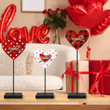 3Pcs Valentines Day Decorations Wooden Heart Sign, Rustic Farmhouse Valentine'S Day Wooden Table Signs Freestanding Valentines Table Centerpiece For Home Party Mantle Shelf Tiered Tray Decor
