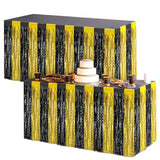 Black and Gold Table Fringe Pack of 2 Tinsel Skirt Streamers for Party Decor