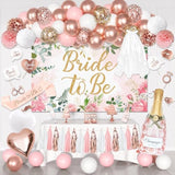 Bachelorette Party Decorations, Rose Gold Bride Shower Decorations Bride To Be Banner Backdrop Veil Sash Confetti Foil Balloons Tassel Paper Pom Poms Photo Props For Engagement Wedding Party Favors