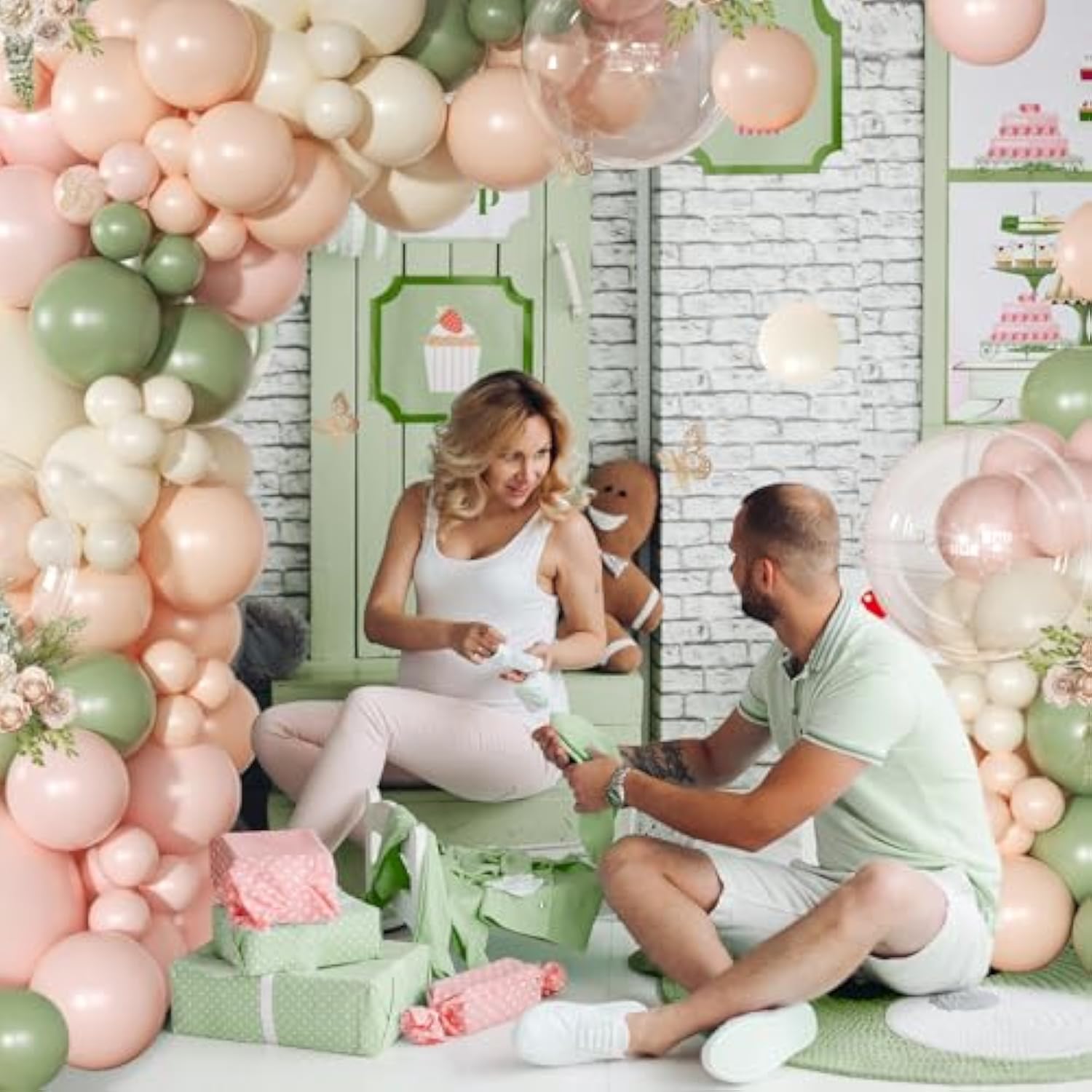 Pink And Sage Green Balloon Arch Kit 131 Pcs Dusty Pink Green Balloons Different Size For Wedding Birthday Baby Shower Gender Reveal Decorations
