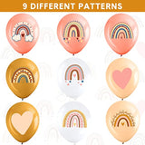 45 Pcs Boho Rainbow Balloons 9 Styles Baby Shower Party Decorations Rainbow Heart Latex Balloons Bohemian Theme Decor For Birthday Wedding Neutral Happy Supplies