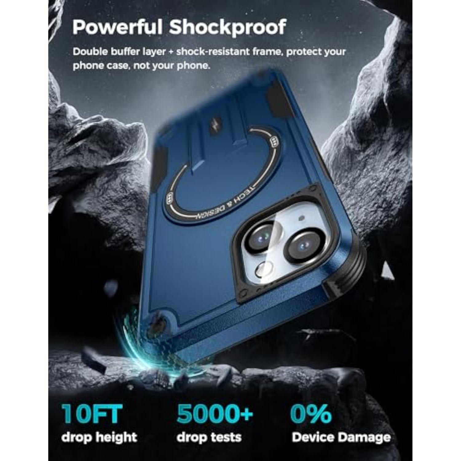 3 in 1 iPhone 14 Case with Blue Privacy Screen Protector