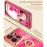 For Moto G Stylus 5G 2025 Case, 2X Screen Protector, 360° Rotatable Ring Holder Magnetic Kickstand,Plated Gold Edge Slim Soft Tpu Protective Cover For Motorola G Stylus 5G 2025 (Hot Pink)