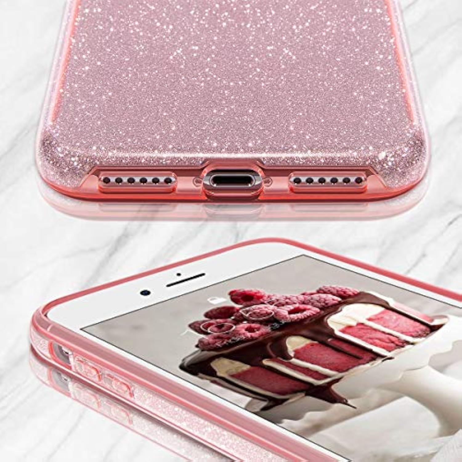Compatible With Se 2022, Se 2020, 8, 7 Glitter Bling Sparkle Cute Girls Women Protective Case For 7/8/Se (Pink)
