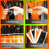 Black Orange Party Tinsel Foil Fringe Curtains - Halloween Construction 1St Birthday Baby Shower Graduation Wedding Party Streamers Photo Booth Props Backdrops Decorations