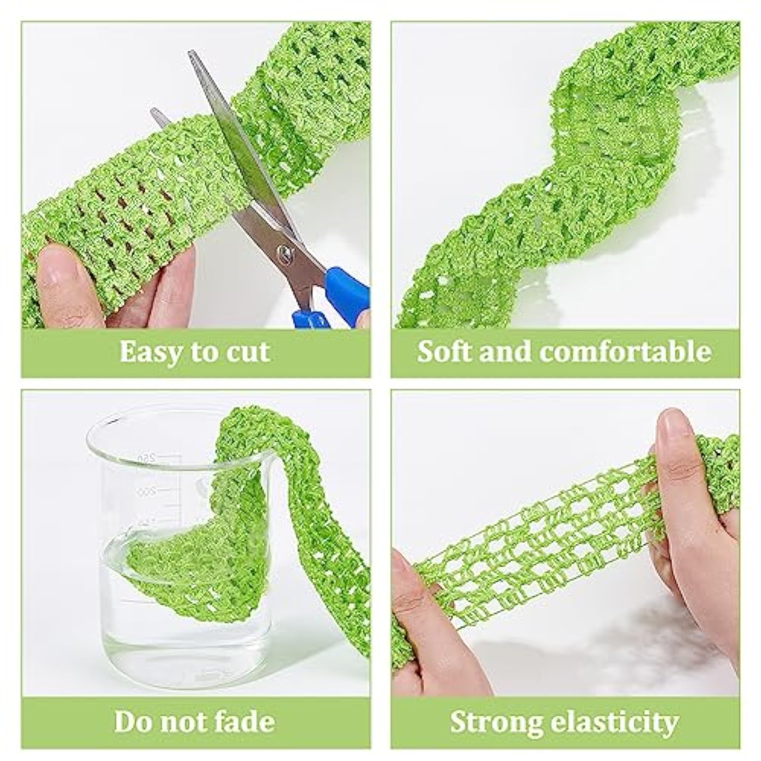 15 Yards 1.5" Wide Elastic Crochet Headband 7-Color Ribbon Crochet Str